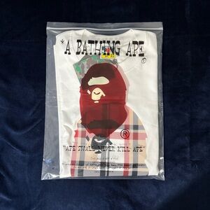 Bape  White Graphic Tee with Ape Logo
